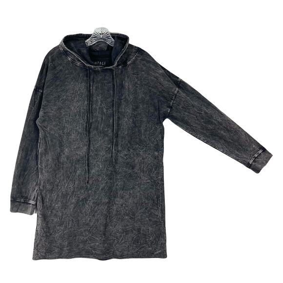 NWOT VINTAGE CANVAS Hoodie Sweatshirt Dress Women Men Unisex S Acid-Wash Grey - Picture 1 of 10